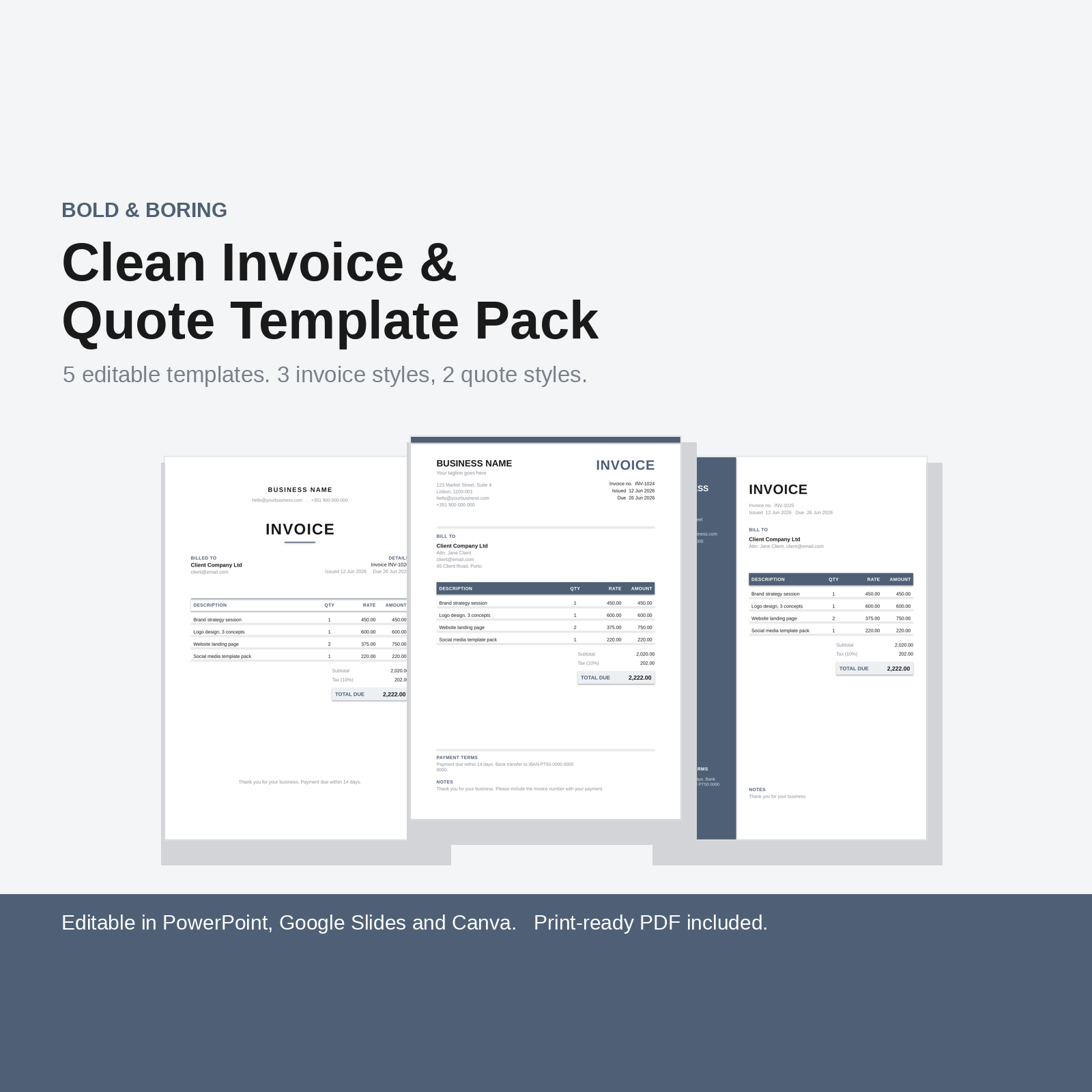 Clean Invoice and Quote Template Pack